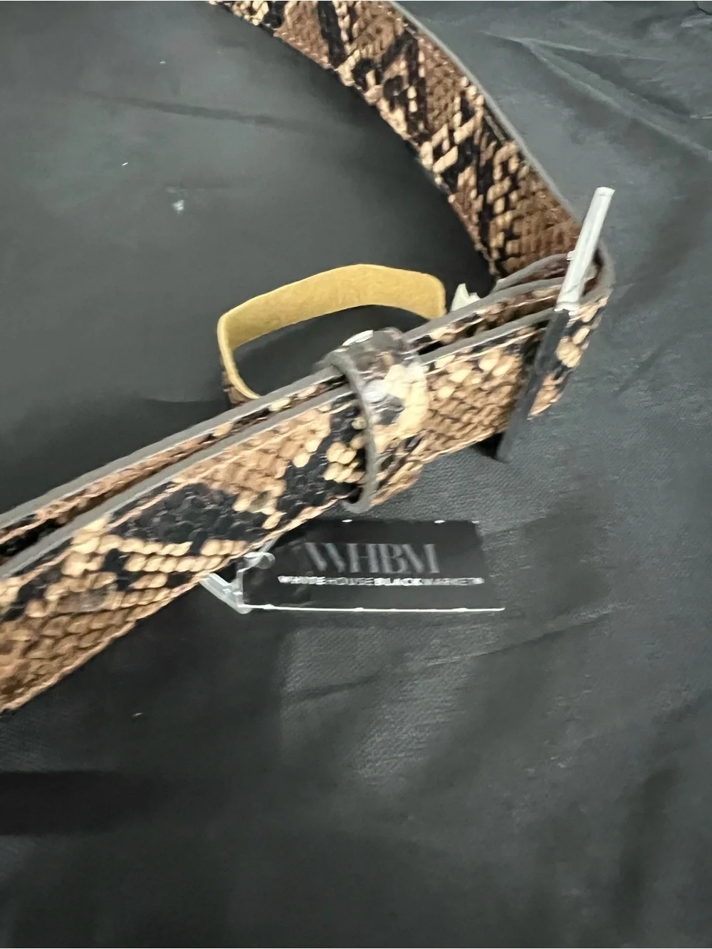 White House Black Market Brown Snake-Print Leather Belt